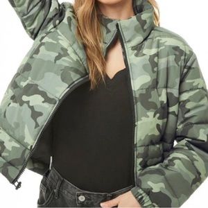 Forever 21 puffer coat, camo